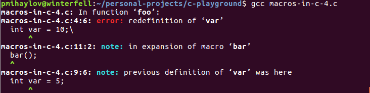 macros in c error message